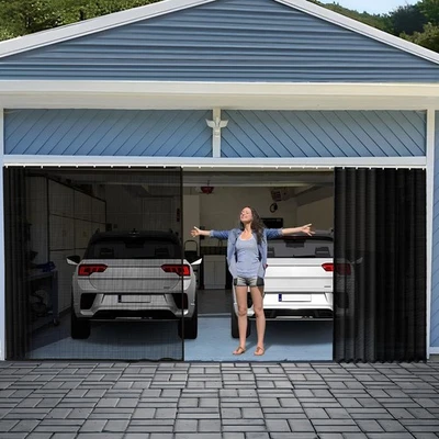 Sliding Garage Door Screen 2 Car,16x7Ft Garage Door Retractable Privacy Curta... - Image 1 of 4