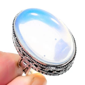 Milky Opal Gemstone 925 Sterling Silver Ring Size 8 t009 - Picture 1 of 6