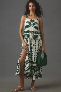 Vestido midi Anthropologie Farm Rio sin mangas bordado retazos talla XS - NUEVO CON ETIQUETAS - Imagen 1 de 4