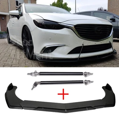 适用于马自达 6 马自达 6 2002 - 2022 碳纤维前保险杠唇锅 + 支柱杆 — 第 1/4 张图片