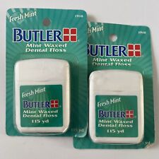 2~BUTLER Mint Waxed Dental Floss 115 Yd  NEW OLD STOCK Vintage Discontinued