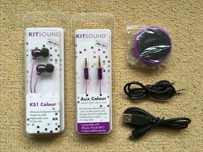 Paquete KitSound (auriculares, cable auxiliar de 3,5 mm y mini altavoz) Foto 1 de 4