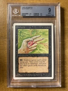 MTG ✨DEATHGRIP ✨Unlimited BGS 9 MINT Uncommon 1993 Maddocks MTG Artwork - Picture 1 of 2