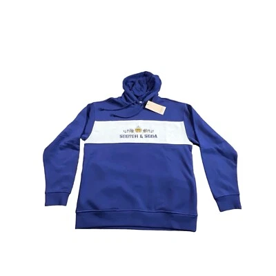 Sudadera con capucha Scotch and Soda grande para hombre azul y blanca nueva con etiquetas Foto 1 de 4