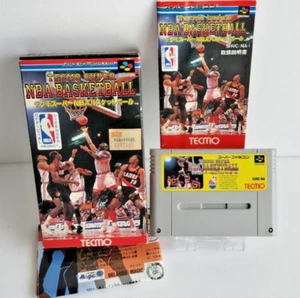 Super Famicom Tecmo Super NBA Basketball Nintendo SNES w/flyer CIB Tested Japan - Picture 1 of 17