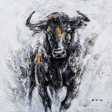 Original oil paintings "Majestic Bull" Large size wrapped Canvas
