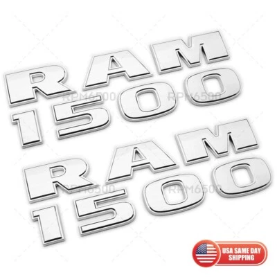 2x 09-21 RAM 1500 Front Door Leeft & Right Letter Emblem Badge Nameplate Chrome - Image 1 of 4