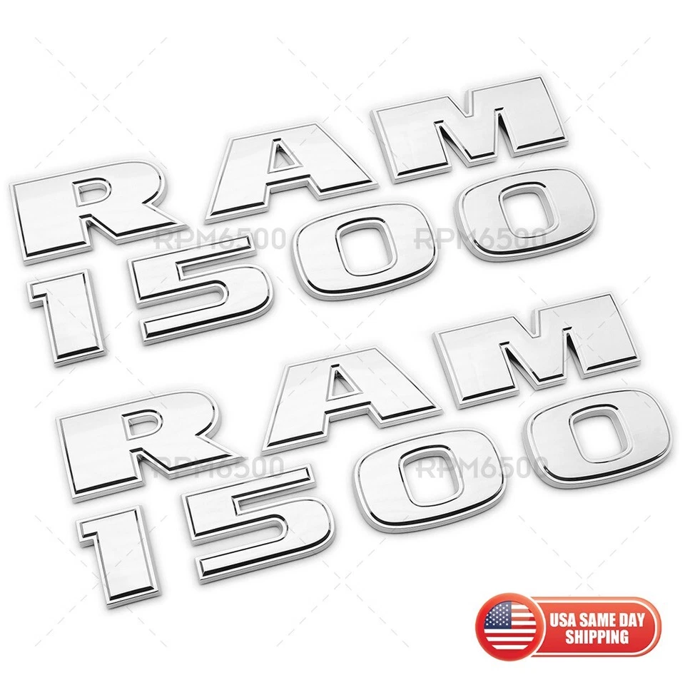 2x 09-21 RAM 1500 puerta delantera izquierda y derecha letra emblema placa de identificación cromada Foto 1 de 4