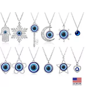 Fashion Women Girl Retro Evil Eye Pendant Protect Lucky Amulet Necklace 0353 - Picture 1 of 20