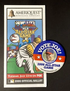 2006 MLB All-Star Game Official Unpunched Ballot & Vote Joe All-Star Game Button - Bild 1 von 7