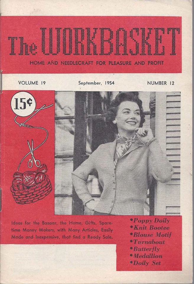 The Workbasket Knit/Crochet/Tatting and Craft Magazine Sept 1954 - Image 1 of 1