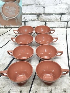 Vintage Set of 8 Brown Coffee Tea Cups Mugs Melmac, Eagle Logo - Picture 1 of 6