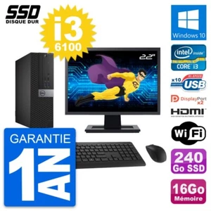 PC Dell 7040 SFF Bildschirm 22 " Core i3-6100 RAM 16Go SSD 240Go HDMI Windows 10 - Bild 1 von 8