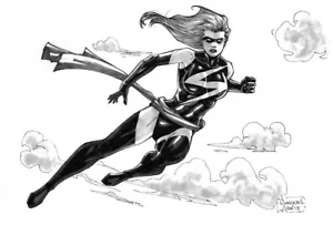 Ms Marvel by Ezequiel Assis Original Art Commission Sketch 8.5x11 Ed Benes - Picture 1 of 1