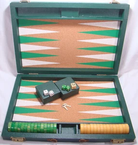 Vintage Crisloid Backgammon 1.5" Bakelite Butterscotch Emerald Swirl Complete - Picture 1 of 11