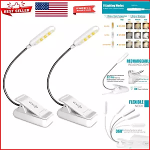 Portable USB Rechargeable LED Reading Light with Adjustable Goose Neck - 2 Pack - Picture 1 of 8