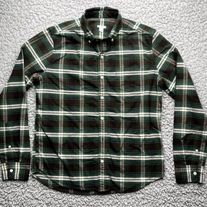 Fossil Plaid Button Down Shirt Mens Medium Forest Green Cotton Long Sleeve *Flaw - Picture 1 of 11