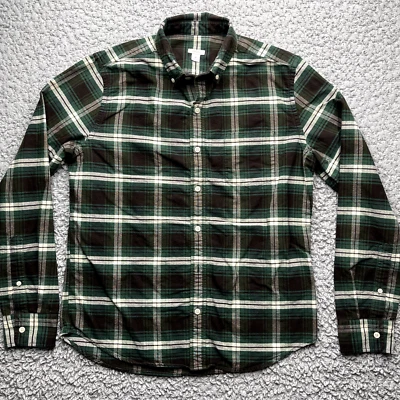 Рубашка в клетку Fossil на пуговицах мужская средний размер лес зеленый хлопок с длинным рукавом *недостаток - Изображение 1 из 4