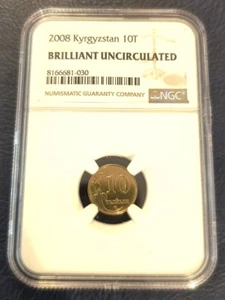 2008 KYRGYZSTAN 10T Coin - Brilliant Uncirculated NGC Graded - Picture 1 of 2