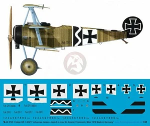 Peddinghaus 1/48 Fokker Dr.I Markings Johannes Janzen Jasta 6 Lieu-St-Amand 3729 - Picture 1 of 1