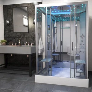 Insignia Platinum Twin Steam Shower Cabin Enclosure Rectangle 1400x900mm Chrome - Picture 1 of 16