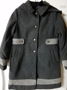 Tommy Hilfiger Girls Elodie Military Style Coat Gray Wool Look Size Large - Picture 1 of 6