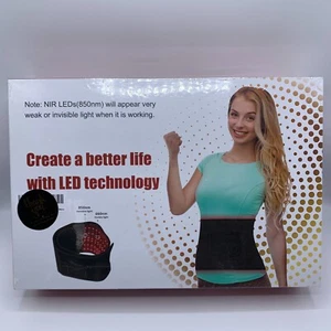 Red LED Light Therapy Heating Back Belt Wrap Massage Braces Waist Pain Relief - Picture 1 of 11