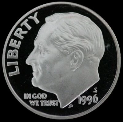 1996 S Roosevelt Dime Gem Deep Cameo CN Clad PROOF US Mint Coin Beautiful!  - Image 1 of 3