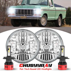 Pair 7" LED Headlights 6000K WHITE Fit Ford F100 F250 F350 Pickup 1953-1977 - Picture 1 of 15