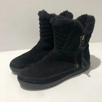 Tory Burch Loriner Shearling boots US 5 UK 3 VGC black suede sheepskin quilted - Image 1 of 4
