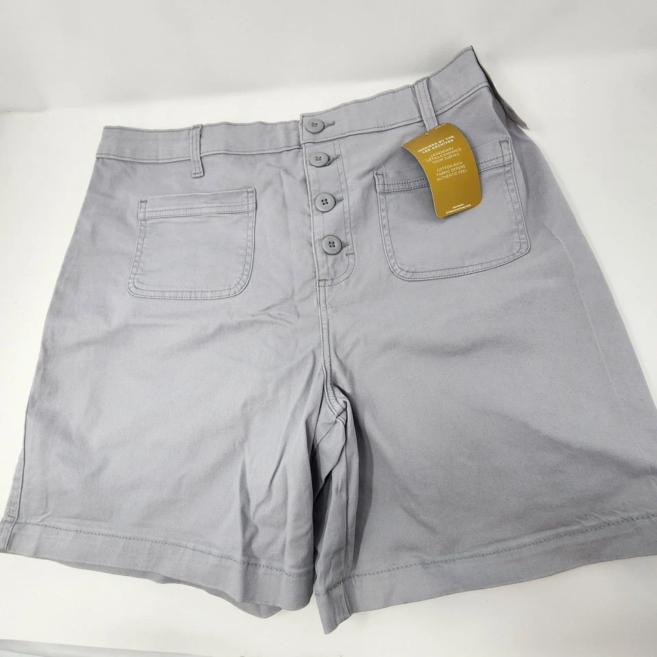 Lee Utility Shorts Womens 18M Gray Button Fly Regular Fit High Rise Stretch
