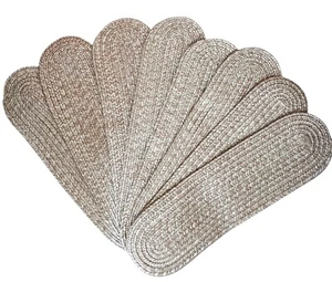 Set of 8 Braided Oval Stair Treads Rugs Tan Beige Almond Colors 27” X 8 1/4” - Picture 1 of 5