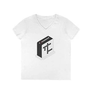I ❤️ Crucigrama Damas Cuello en V Camiseta Puzzle Corto Algodón Mujer Camiseta Negro Blanco - Imagen 1 de 7