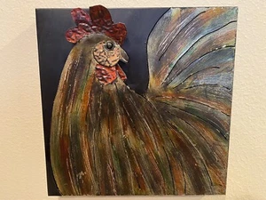 Hahn Kunstwerk, Metall 3-D Relief - Bild 1 von 5