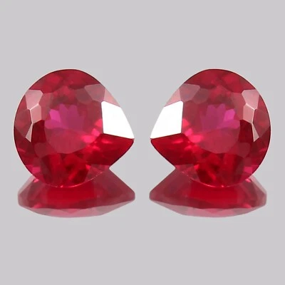 14x14 MM - Premium Quality Mozambique Ruby Loose Heart Gemstone Cut Matched Pair - Image 1 of 4