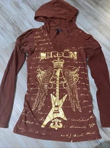 Dereon Womens Metallic Graphic Gold Shirt Size L/G - Picture 1 of 9