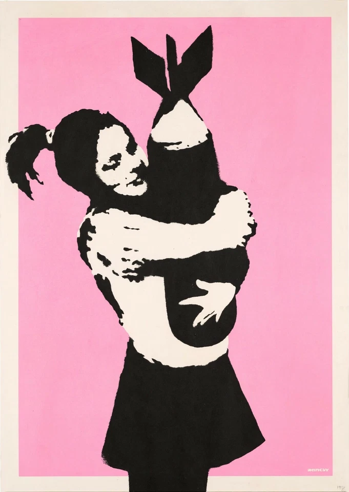 BANKSY Poster Or Canvas Print "BOMB LOVE" - Image 1 of 1