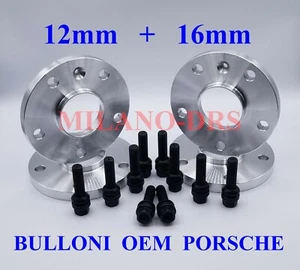 KIT 4 DISTANZIALI RUOTA 12+16mm PORSCHE BOXSTER 981- 982- 986 + BULLONI OEM NERI - Imagen 1 de 2