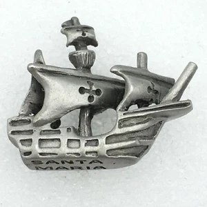 SANTA MARIA pewter tie tack or lapel pin - Columbus sailing ship carrack 7/8" - Picture 1 of 4