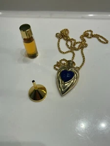 Rare Faberge Perfume Heart Bottle Necklace With .2 Fl Oz Perfume - Picture 1 of 3