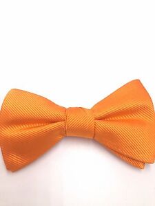 $125 Tommy Hilfiger Men`S Bow Tie Orange Solid Casual Adjustable Dress Bowtie