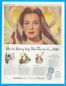 MAUREEN O'HARA Woodbury Powder cosmetics vintage 1943 PRINT AD movie celebrity - Picture 1 of 3
