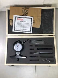 SPI 14-528-4 Dial Depth Gage: 0-4" Range W/0-1" Dial Indicator In Wood Case - Picture 1 of 12