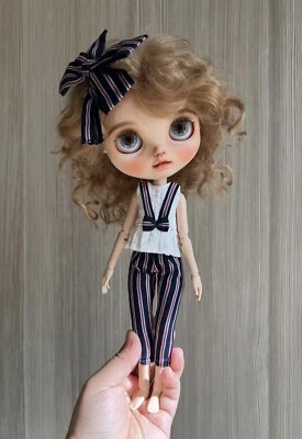 Blythe Doll Clothes -- Lovely Retro Style Triple Colors Stripe Costume (RARE) Foto 1 de 4