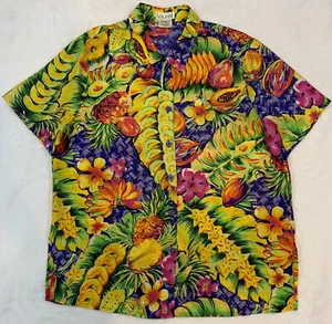 Vintage Laurel Escada 80s Blouse Vibrant Art to Wear Fruit 100% Silk Size 44 - Picture 1 of 9