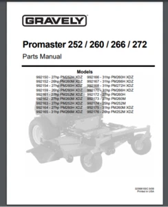 Gravely Promaster 252 260 272 Owner manual 34 pages 922146 - 922160 2009 - Picture 1 of 1