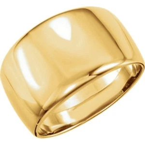 Dome Ring 14K 12mm White Yellow or Rose Gold Wedding Anniversary Cigar Band - Picture 1 of 12