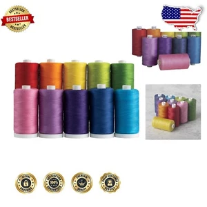 Satin-Finished 100% Cotton Thread in 10 Colors - 1200 Yards Each for Crafting - Picture 1 of 4