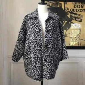 Chaqueta cárdigan Christian Siriano de gran tamaño con botones estampado animal L - Imagen 1 de 3
