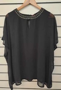 TOGETHER DAMEN SCHWARZ CHIFFON TOP GRÖSSE 12 NEU (ref 146) SALE - Bild 1 von 2
